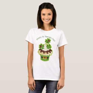 St. Patrick's Day Cupcake w/ Clovers and Ladybugs T-Shirt