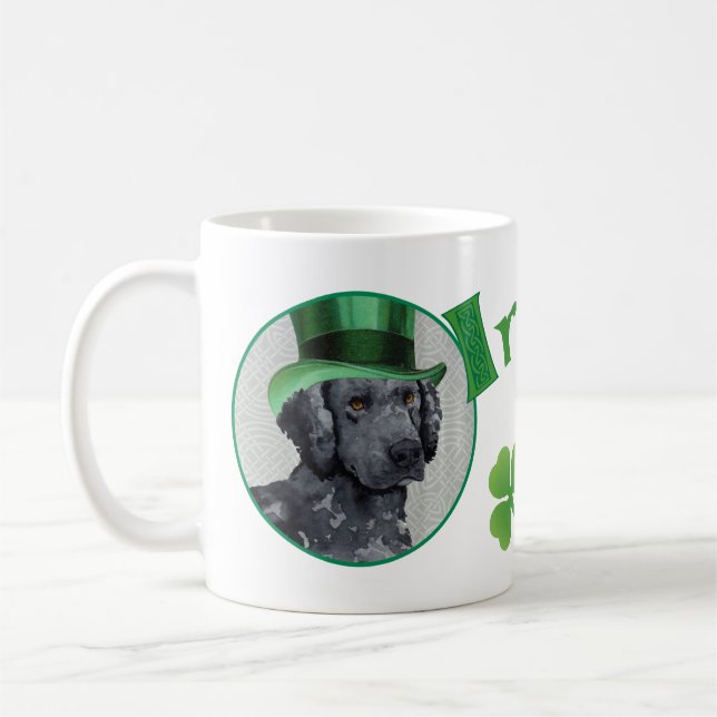St. Patrick's Day Curly-Coated Retriever Coffee Mug (Left)
