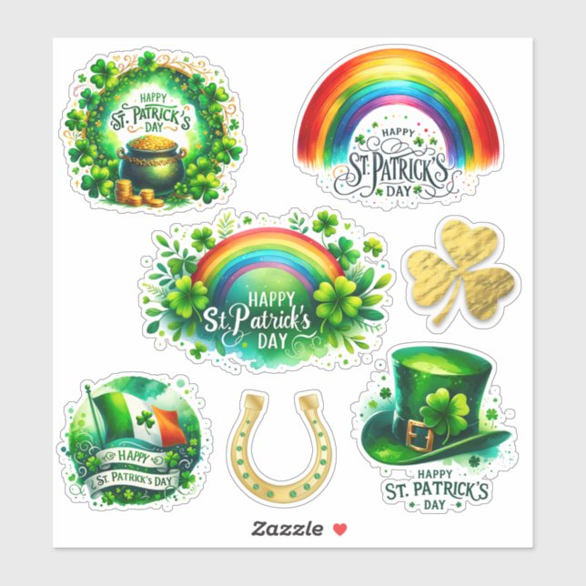 St. Patrick's Day Custom-Cut Vinyl Sticker (Sheet)