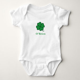 St. Patrick's Day   Custom Name Clover Design Baby Bodysuit
