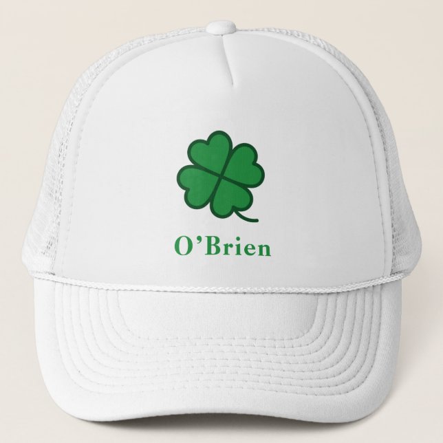 St. Patrick's Day | Custom Name Clover Design Trucker Hat (Front)
