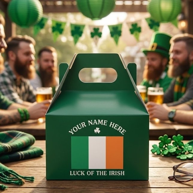 St Patrick's Day Custom Name Irish Shamrock Gift Favor Box (Creator Uploaded)
