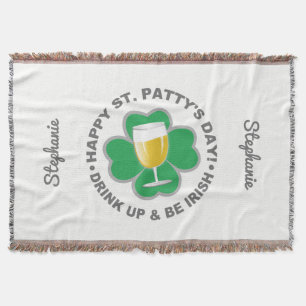 St. Patrick's Day custom name throw blanket