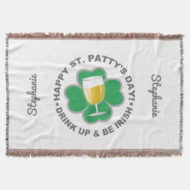 St. Patrick's Day custom name throw blanket (Front)