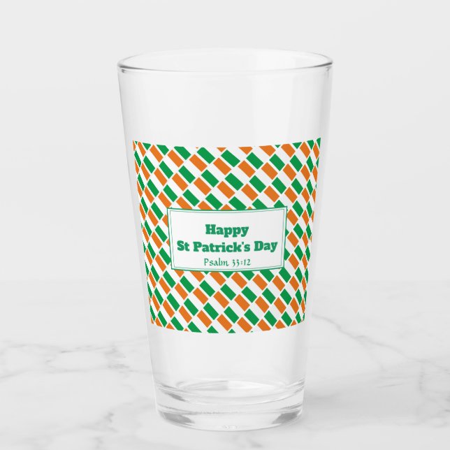 ST PATRICKS DAY Customizable Irish Flag Glass (Front)