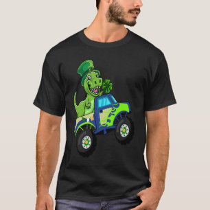 St Patricks Day Cute Dinosaur Monster Truck  Kids  T-Shirt