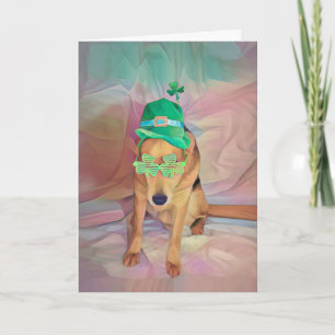 St Patricks Day Cute Funny Irish Hipster Dog Card