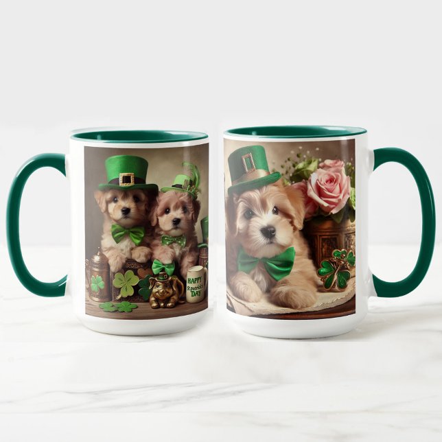 St Patrick's Day Cute Irish Teddy Bear Puppies Mug (St Patrick's Day Cute Irish Teddy Bear Puppies Mug)