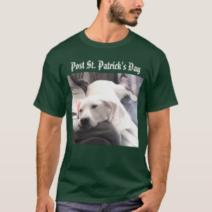 St. Patrick's Day Cute Lazy White Dog Resting T-Shirt