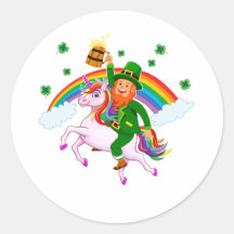 St. Patrick's Day Cute Leprechaun Riding Unicorn