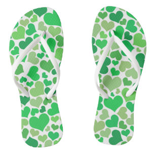 St Patricks Day Cute Lucky Green Hearts Pattern Flip Flops