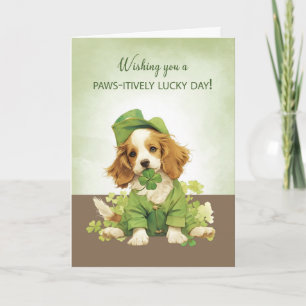 St. Patricks Day Cute Puppy Dog Lucky Wishes Card