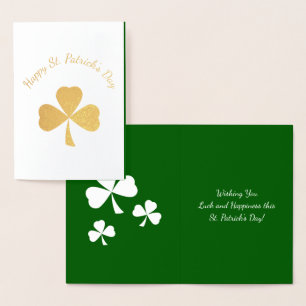  St. Patrick's Day Cute Shamrocks  Foil Card