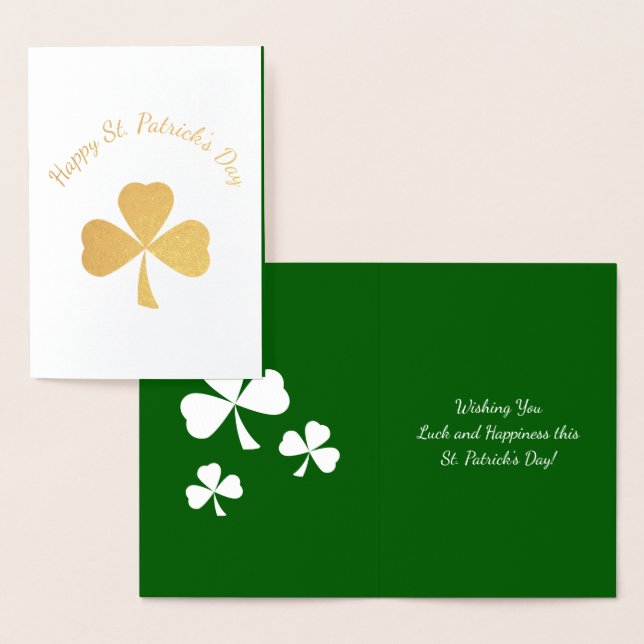  St. Patrick's Day Cute Shamrocks  Foil Card (Display)