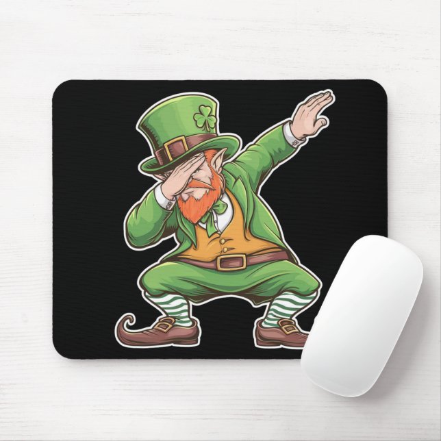 St Patricks Day Dab Dabbing Leprechaun In Green  Mouse Pad (With Mouse)