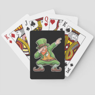 St Patricks Day Dab Dabbing Leprechaun In Green Playing Cards