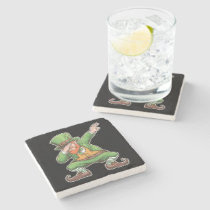 St Patricks Day Dab Dabbing Leprechaun In Green  Stone Coaster