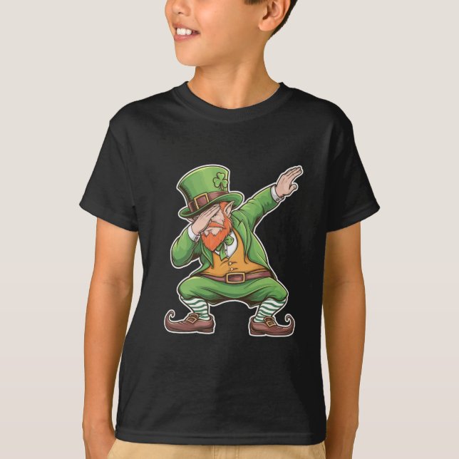 St Patricks Day Dab Dabbing Leprechaun In Green  T-Shirt (Front)