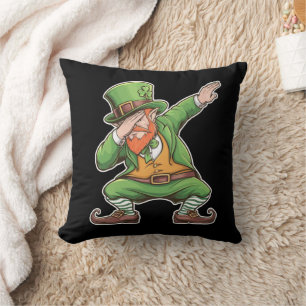 St Patricks Day Dab Dabbing Leprechaun In Green Throw Pillow