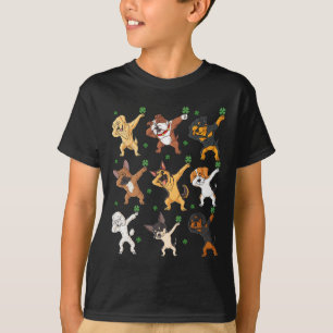 St Patricks Day Dabbing Dogs Holding Clovers Boys  T-Shirt