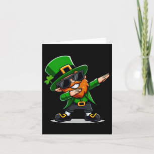 St Patricks Day Dabbing Leprechaun Boys Girls Men Card