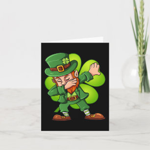 St Patricks Day Dabbing Leprechaun Clover Boys Gir Card