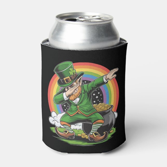 St Patricks Day Dabbing Leprechaun Dab Dance  Can Cooler (Can Front)