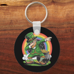 St Patricks Day Dabbing Leprechaun Dab Dance  Keychain