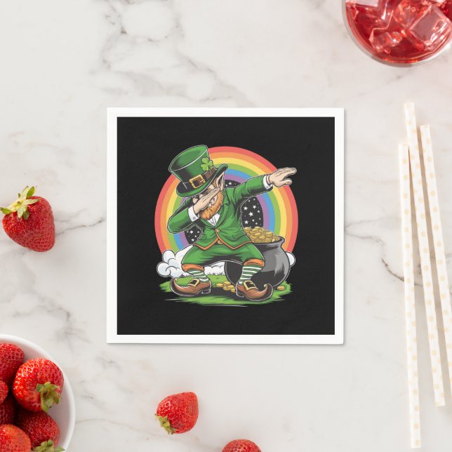 St Patricks Day Dabbing Leprechaun Dab Dance  Napkin (Insitu)
