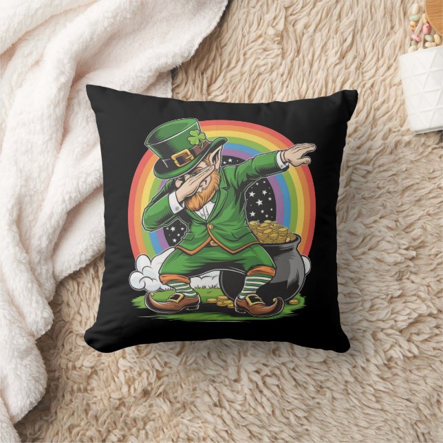 St Patricks Day Dabbing Leprechaun Dab Dance  Throw Pillow (Blanket)