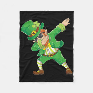 St Patricks Day Dabbing Leprechaun Shirt Kids Boy Fleece Blanket