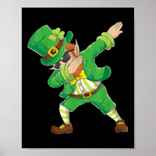 St Patricks Day Dabbing Leprechaun Shirt Kids Boy  Poster