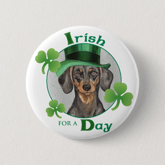 St. Patrick's Day Dachshund 2 Inch Round Button (Front)