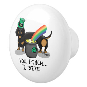St. Patrick's Day Dachshund (black & tan) dog Ceramic Knob
