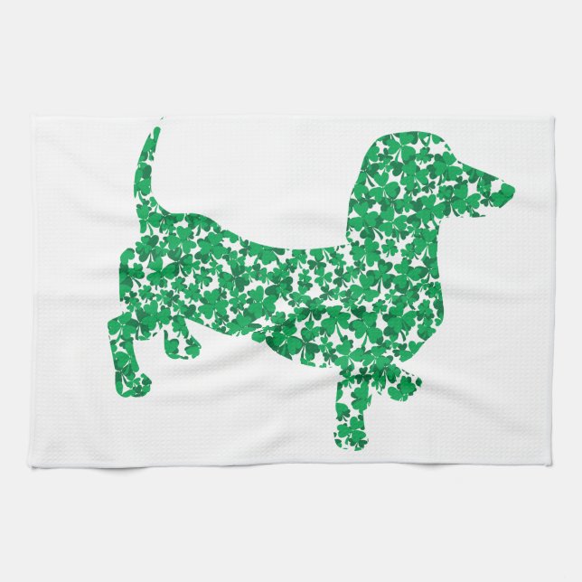 St. Patrick's Day Dachshund Kitchen Towel (Horizontal)
