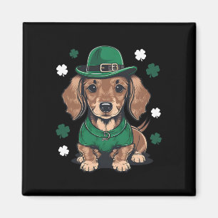St Patricks Day Dachshund Weiner Dog Shamrock  Magnet