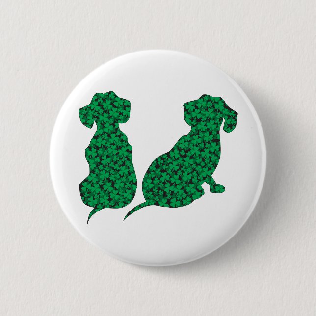 St. Patrick's Day Dachshunds 2 Inch Round Button (Front)