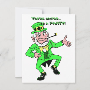 St. Patrick's Day Dancing Leprechaun Shamrocks Invitation
