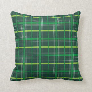 St. Patrick's Day Dark Green Plaid Throw Pillow