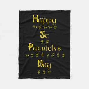 St Patricks Day Deaf Pride Sign Language Asl Aware Fleece Blanket