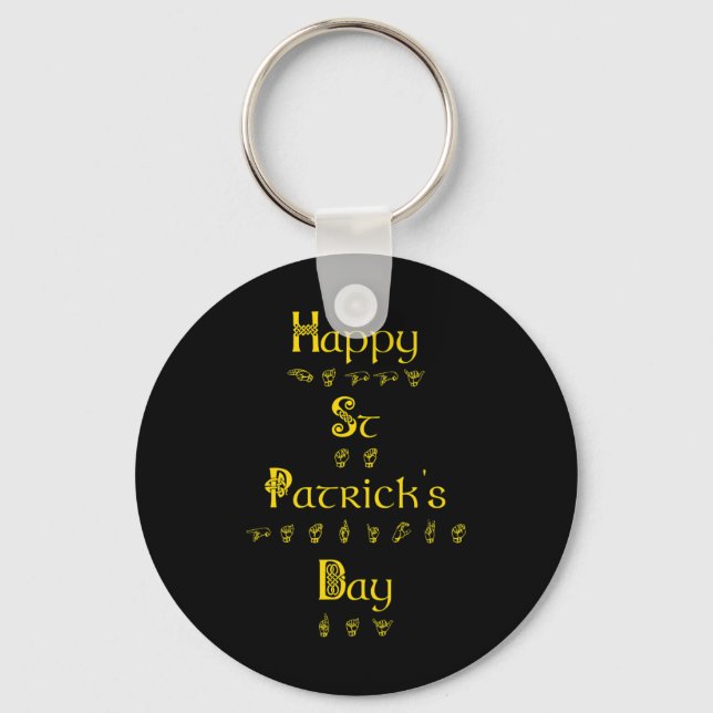 St Patricks Day Deaf Pride Sign Language Asl Aware Keychain (Front)