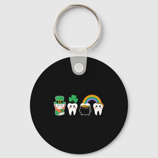 St patricks day dentist teeth saint patricks keychain (Front)