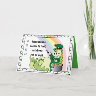 St. Patricks Day Dinosaur Leprechaun Card