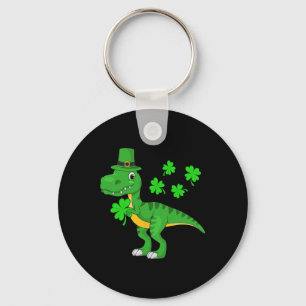 St Patricks Day Dinosaur Shamrock Leprechaun Hat K Keychain