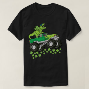 St Patricks Day Dinosaur T Rex Monster Truck Kids T-Shirt