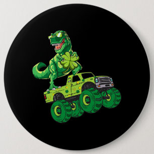 St Patricks Day Dinosaur TRex Happy St Pat TRex St 6 Inch Round Button