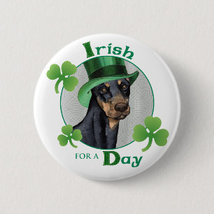St. Patrick's Day Doberman Pinscher 2 Inch Round Button