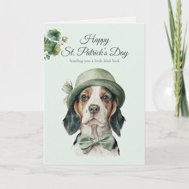 St. Patrick's Day Dog Greeting Card – Irish Luck (Front)