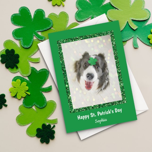 St. Patrick's Day Dog Lucky Green Shamrock Holiday Card (Creator Uploaded)