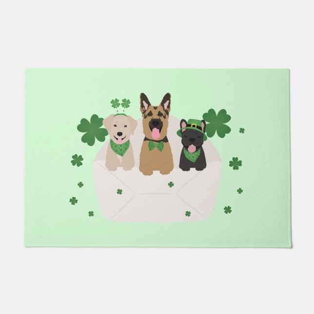 St Patricks Day Dog Mail Doormat (Front)